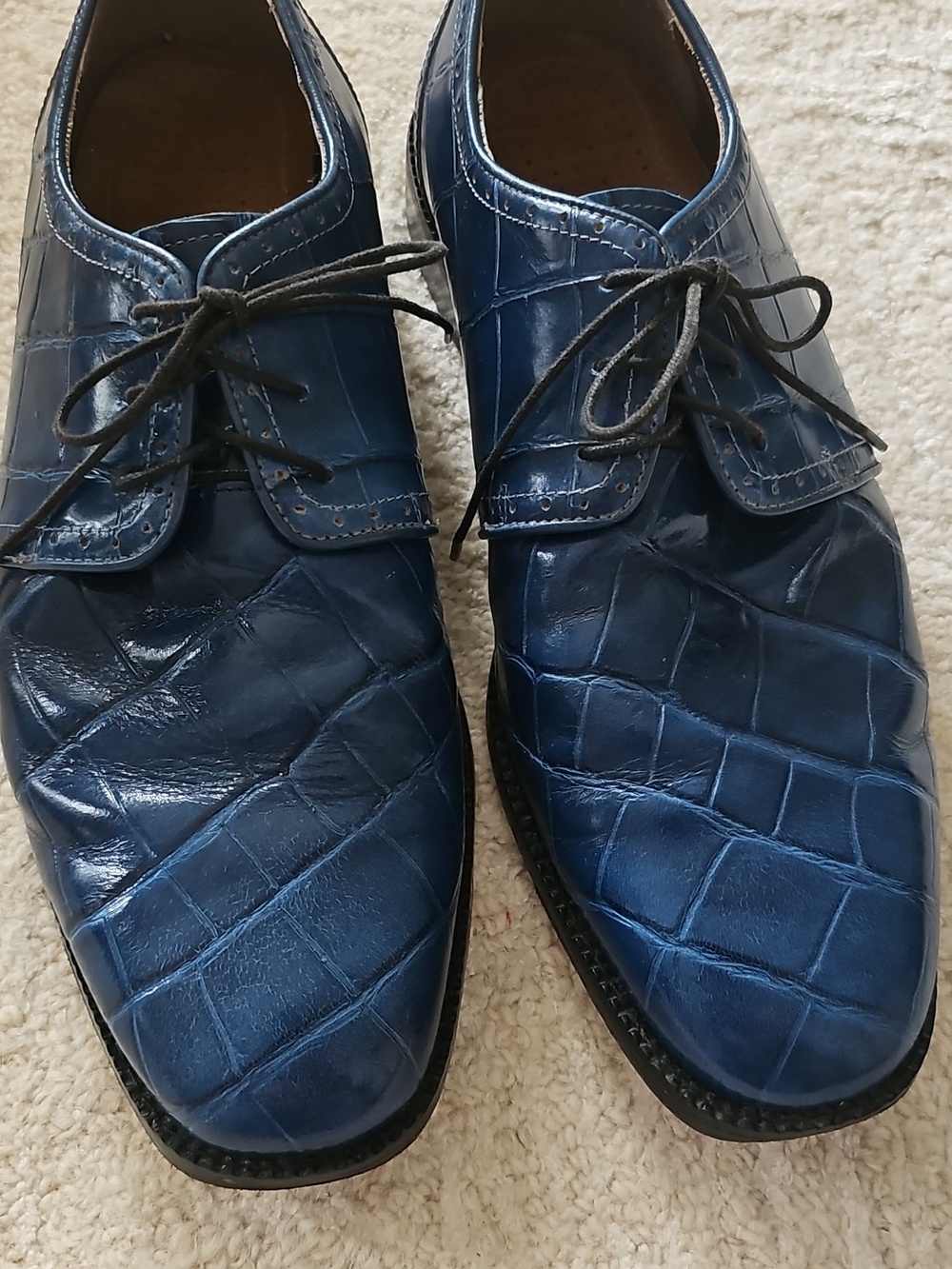 Stacy Adams Men's Blue Leather Dress Oxfords
